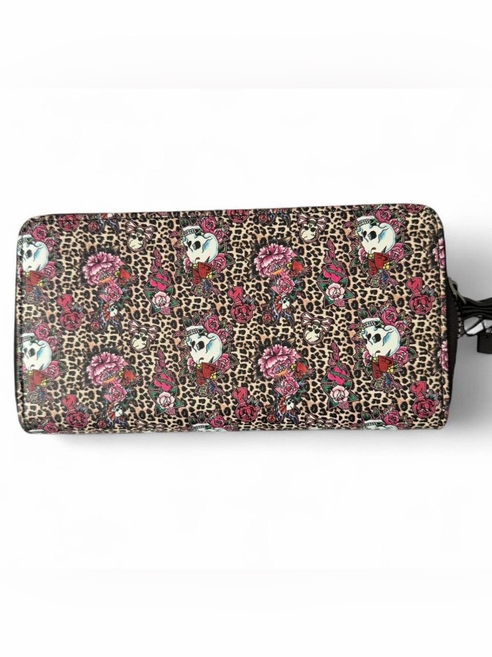 Ed Hardy Leopard Skull Floral Wristlet - Pink, Black & Brown - Picture 3 of 4